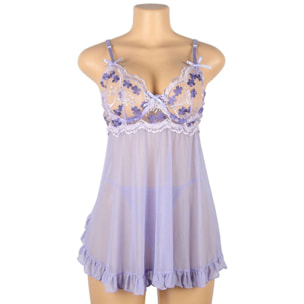 Babydoll morado encaje de flores