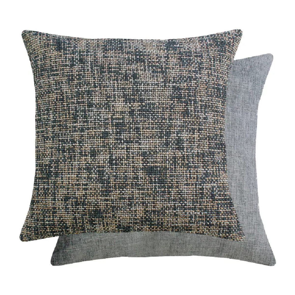 Housse de coussin polyester jeu d'unis gris Tweed roche