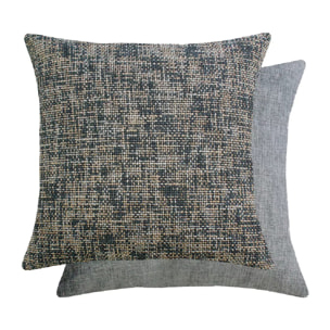 Housse de coussin polyester jeu d'unis gris Tweed roche