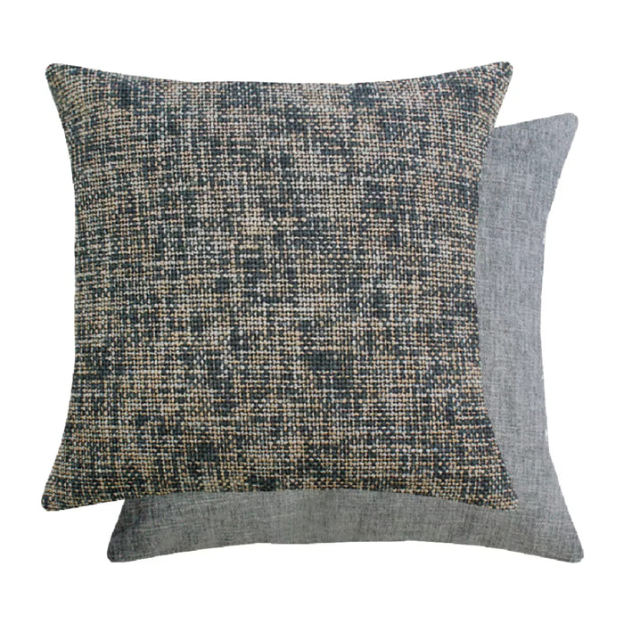 Housse de coussin polyester jeu d'unis gris Tweed roche