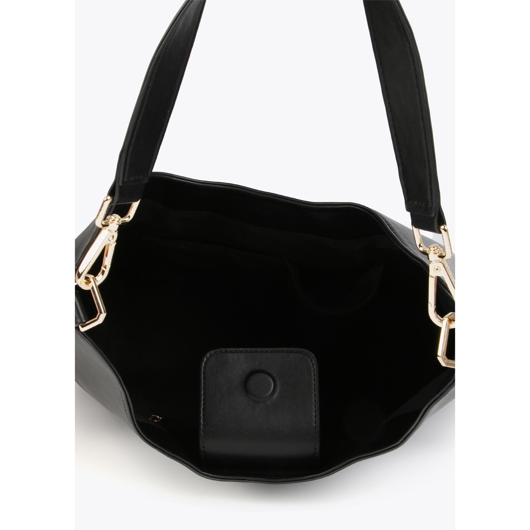 Borsa shopper con occhielli in metallo quadrati