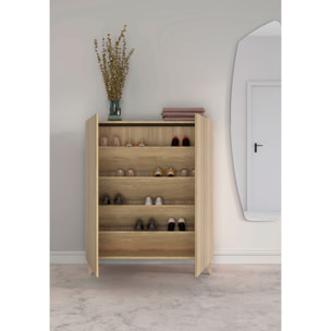 Zapatero Narvik melamina roble dorado puertas impresión vallado 109x90x27 cm