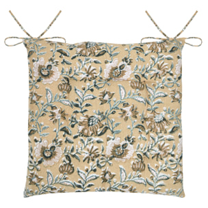 Galette de chaise motif floral élégant - Jaune moutarde