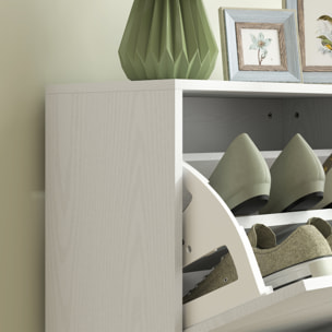 Mueble Zapatero Estrecho Zapatero Entrada Recibidor con 2 Cajones Abatibles y Estantes Ajustables para 8 Pares de Zapatos Armario para Zapato para Pasillo 47x26x85 cm Blanco