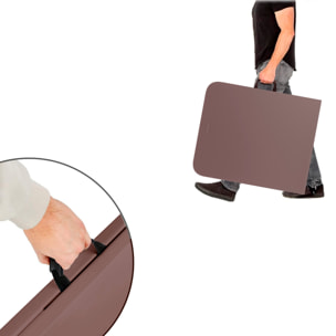 Tavolo Tavolino Pieghevole In Dura Resina Set Birreria Facile Trasporto Con Maniglie Giardino Campeggio Terrazzo Fiere Sagre 180x74x74 cm Marrone