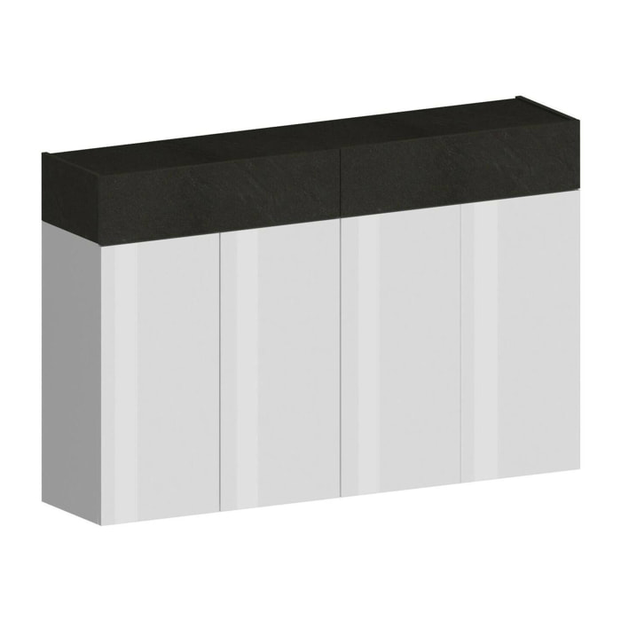 Scarpiera Are, Porta scarpe salvaspazio a 6 ante, Armadio multifunzione da ingresso, 154x38h100 cm, Bianco e Ardesia