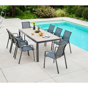 Ensemble table et chaises de jardin  - effet bois - OLERONY