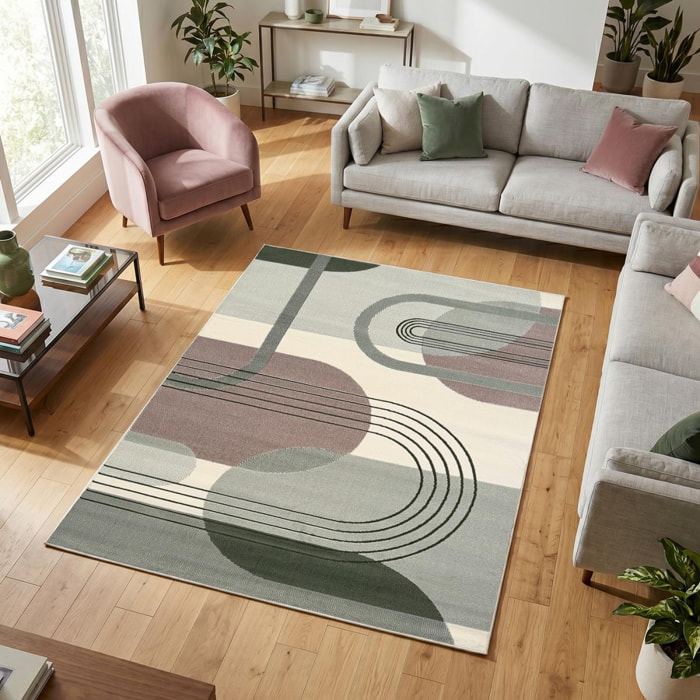 Tapis salon et chambre tissé motif rétro-vintage VOKI