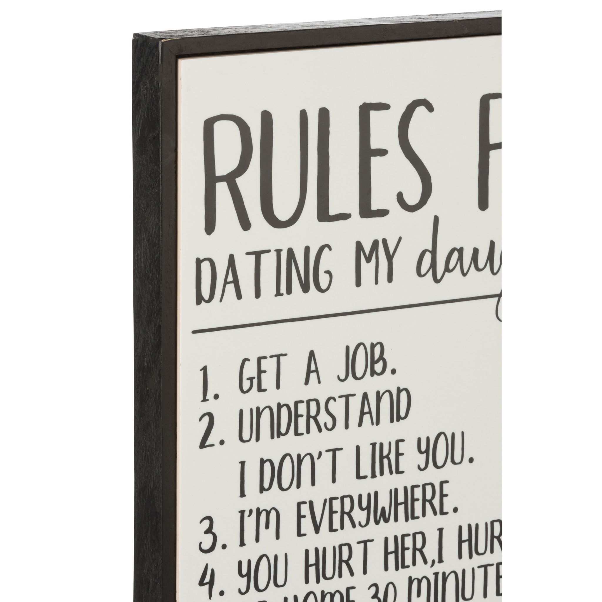 J-Line pancarte 'Rules For Dating My Daughter' - bois/céramique - blanc/noir
