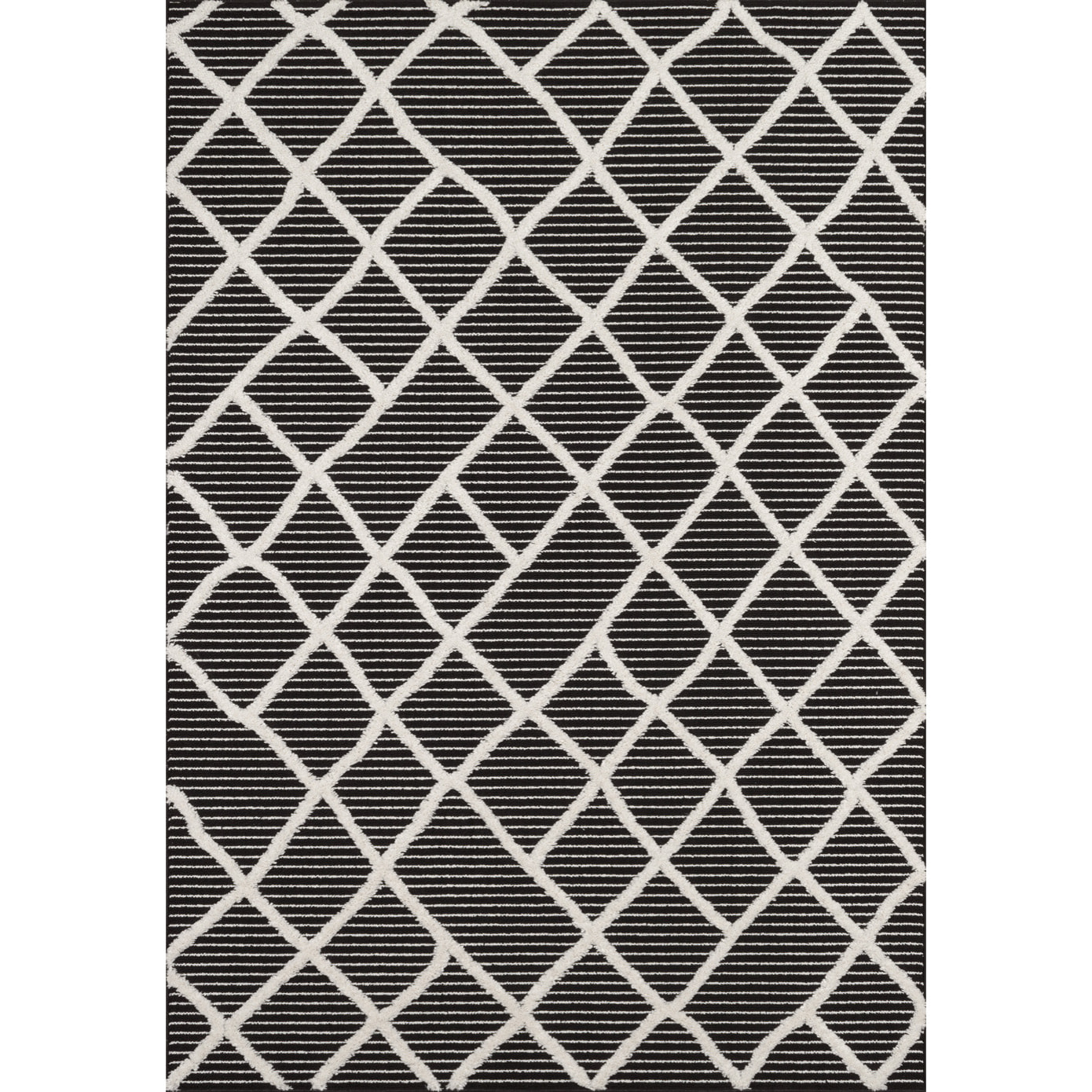 Nala - tapis moderne motif losange, noir