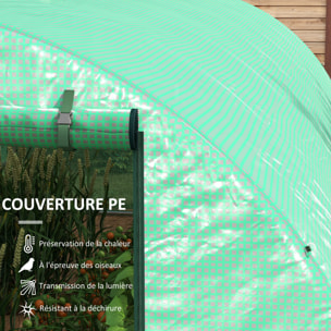 Serre de jardin tunnel 18 m² système d'arrosage intégré acier renforcé PE haute densité vert