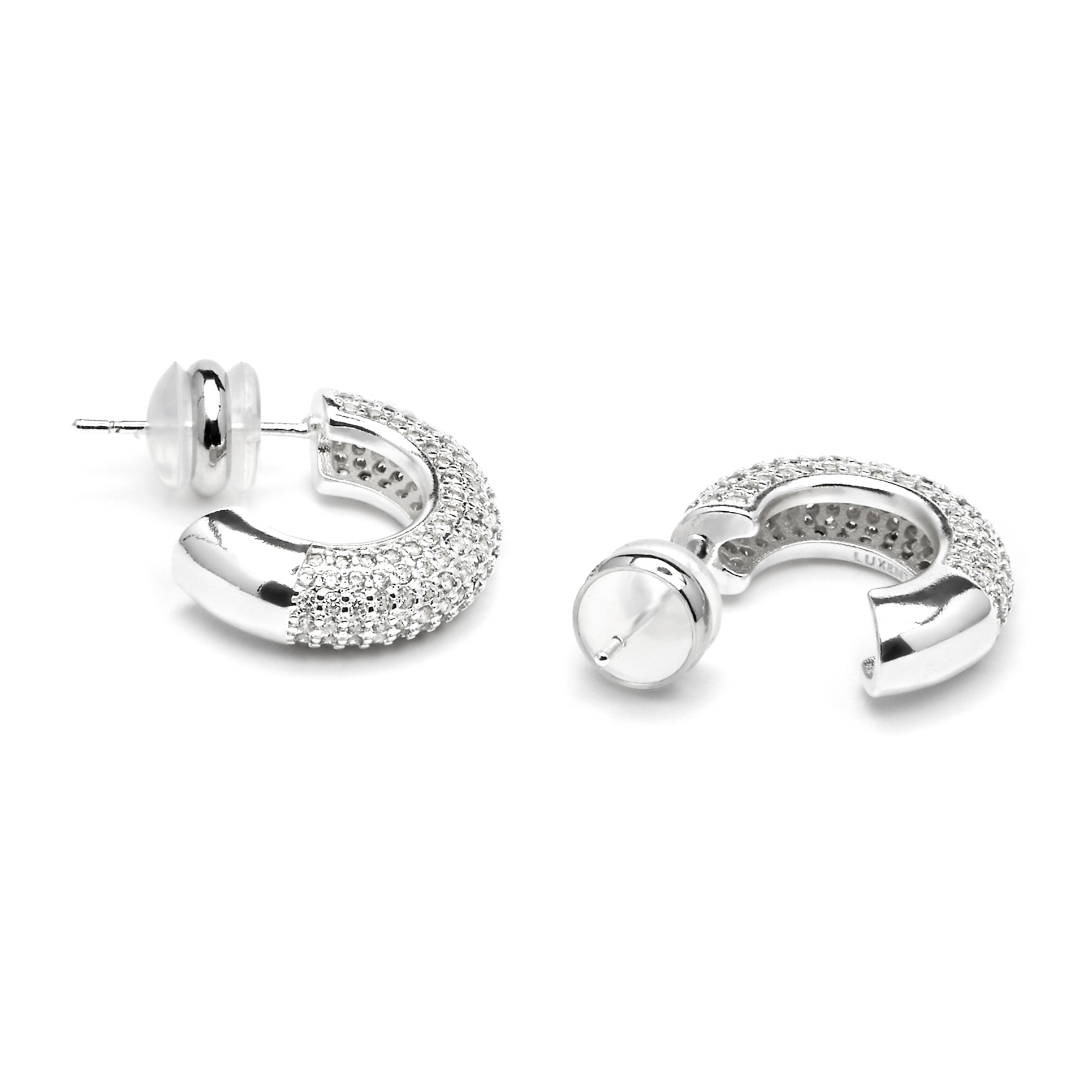 Pendientes de 17mm de diámetro acabado plata y Circonita Brillante
