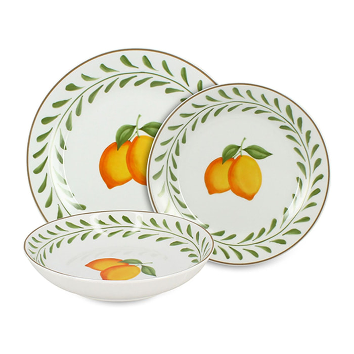 Service de table 36 pièces en porcelaine citron LEMON