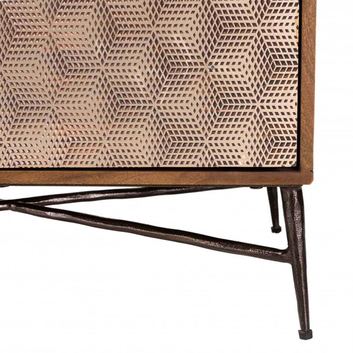 ALIX - Buffet en bois de manguier 4 portes motifs ethniques