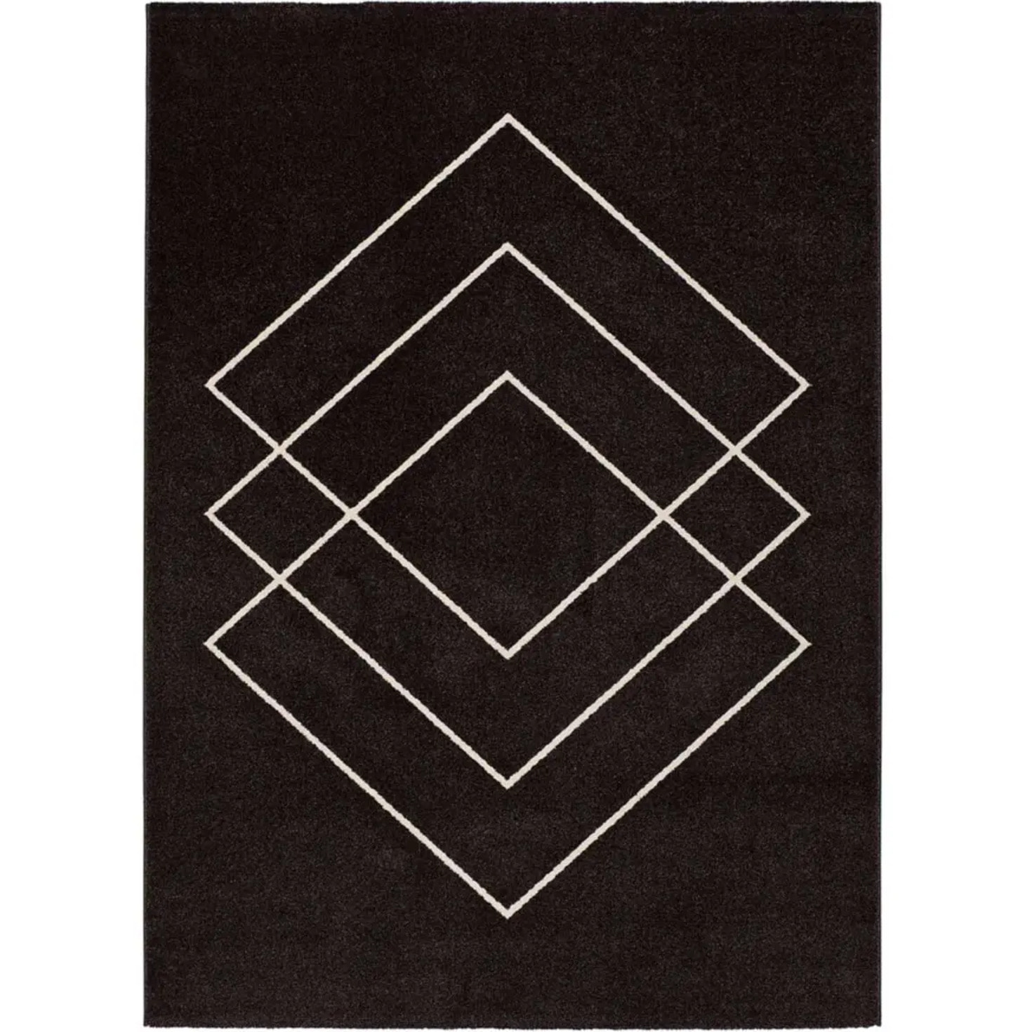 BREDA Alfombra geométrica de pelo corto negro, varias medidas disponibles.