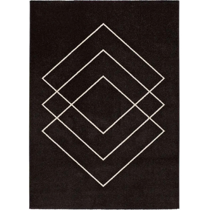 BREDA Alfombra geométrica de pelo corto negro, varias medidas disponibles.