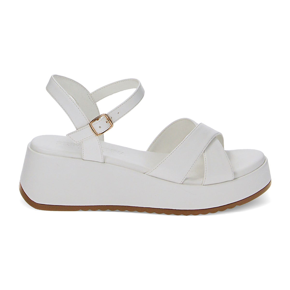 Sandalo bianco, zeppa 5,5 cm