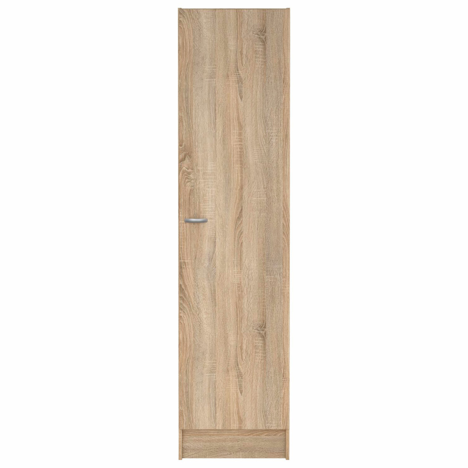 Colonna Armadio Bagno 1 Anta Salvaspazio 4 Ripiani Regolabili Mobile Alto Ingresso Corridoio Ripostiglio Moderno Semplice Con Maniglia In Metallo Argentata 200 x 47.1 x 49.2 Cm Rovere