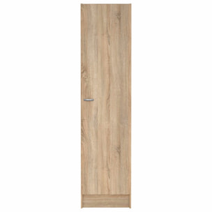 Colonna Armadio Bagno 1 Anta Salvaspazio 4 Ripiani Regolabili Mobile Alto Ingresso Corridoio Ripostiglio Moderno Semplice Con Maniglia In Metallo Argentata 200 x 47.1 x 49.2 Cm Rovere