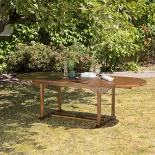 HANNA - Table de jardin 8/10 personnes - table ovale extensible 180/240x100cm en bois teck huilé