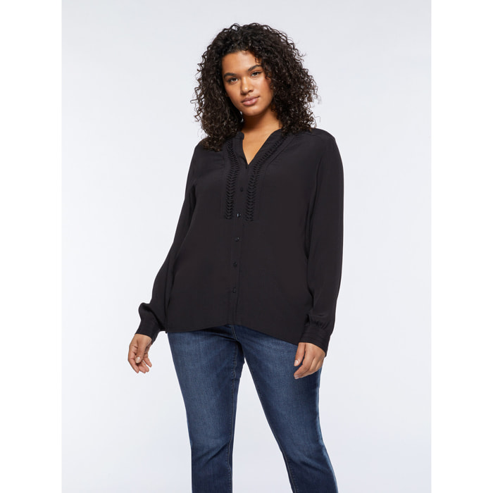 Fiorella Rubino - Blusa con pliegues por delante - Negro