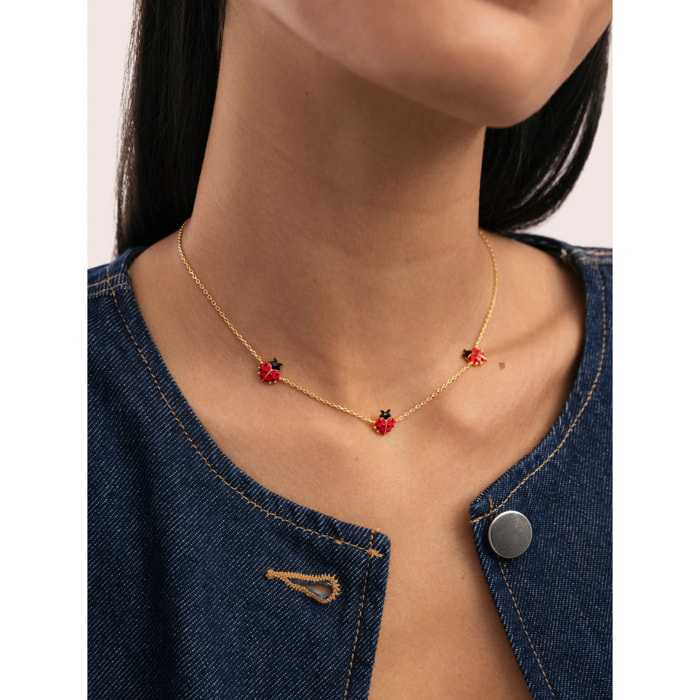 Collar Mariquita Baño Oro