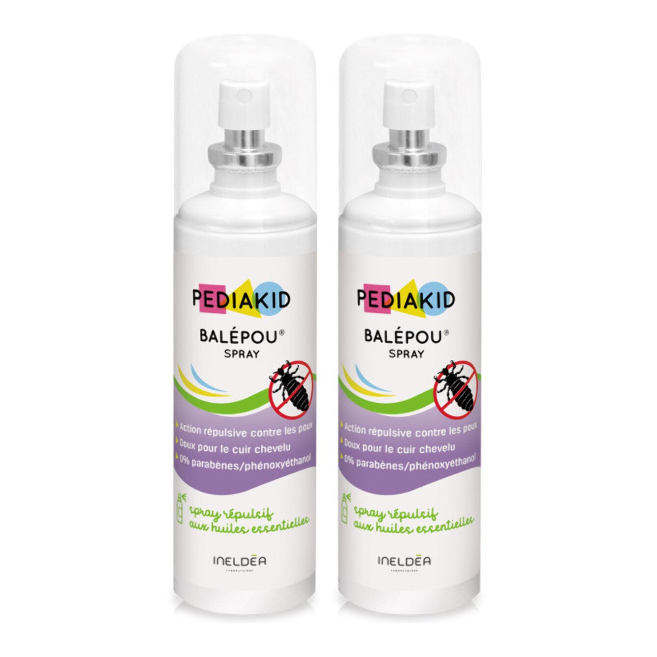 PEDIAKID - Balépou Spray - Action Répulsive contre les Poux - Huiles Essentielles BIO - Spray de 100ml - Lot de 2 produits