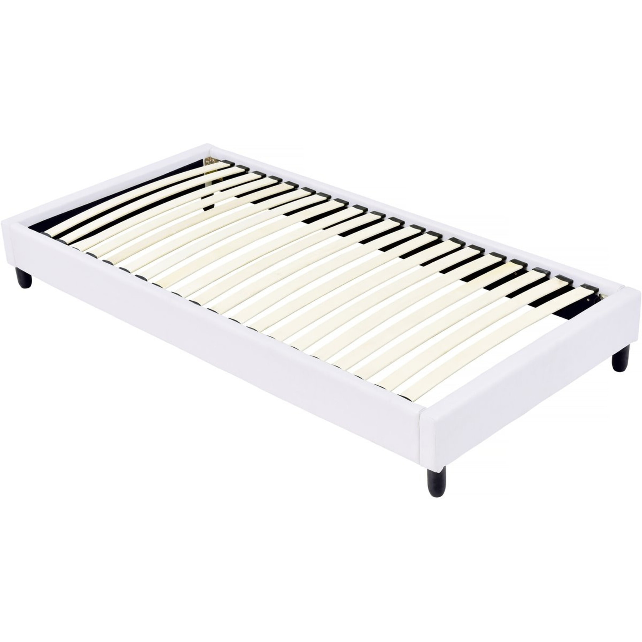 Sommier tapissier à lattes - 90 x 190 cm - 20 lattes - Blanc