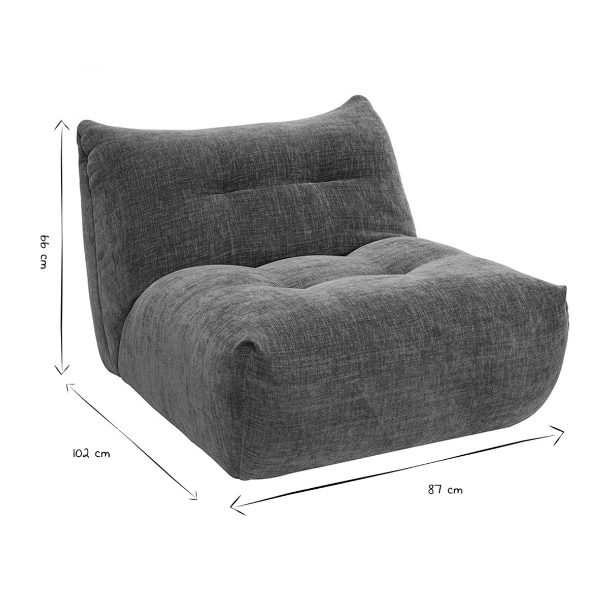 Fauteuil lounge en tissu effet velours texturé vert kaki BUMPY