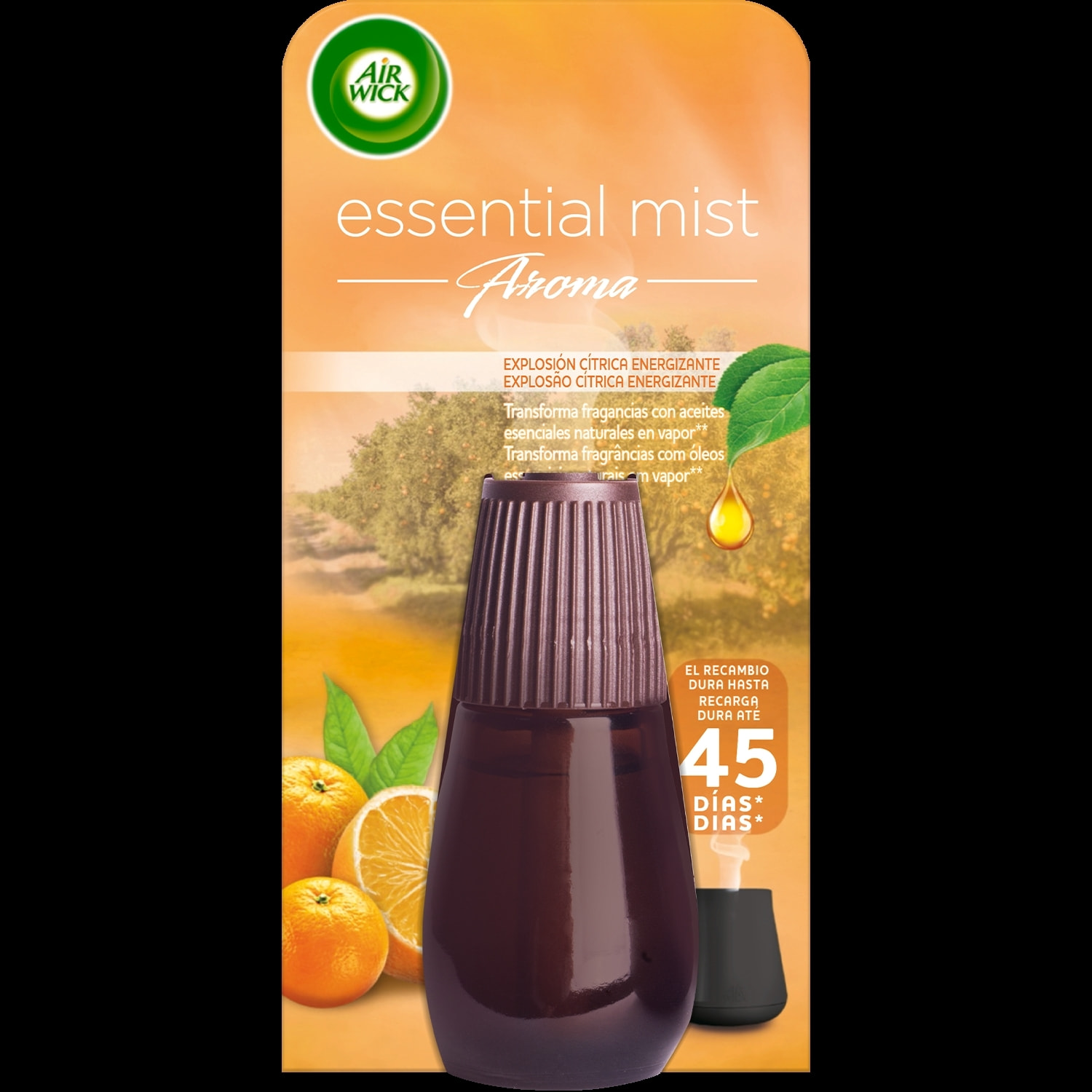 Air Wick Essential Mist - Ambientador difusor aceites esenciales para casa con aroma a Explosión Cítrica - Recambio