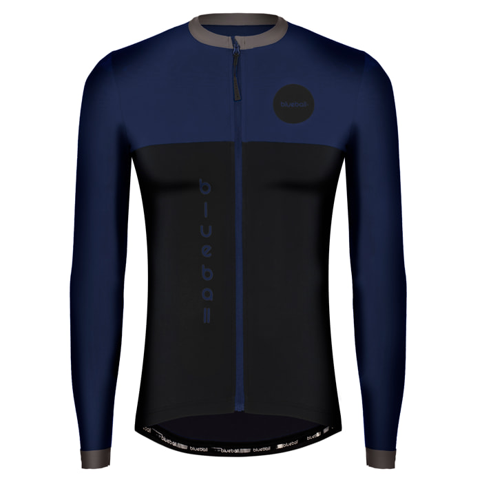 camiseta ciclismo hombre manga larga azul /negro