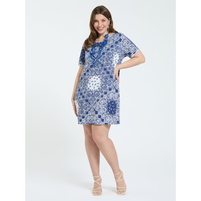 Fiorella Rubino - Vestido de punto con estampado bandana - Azul