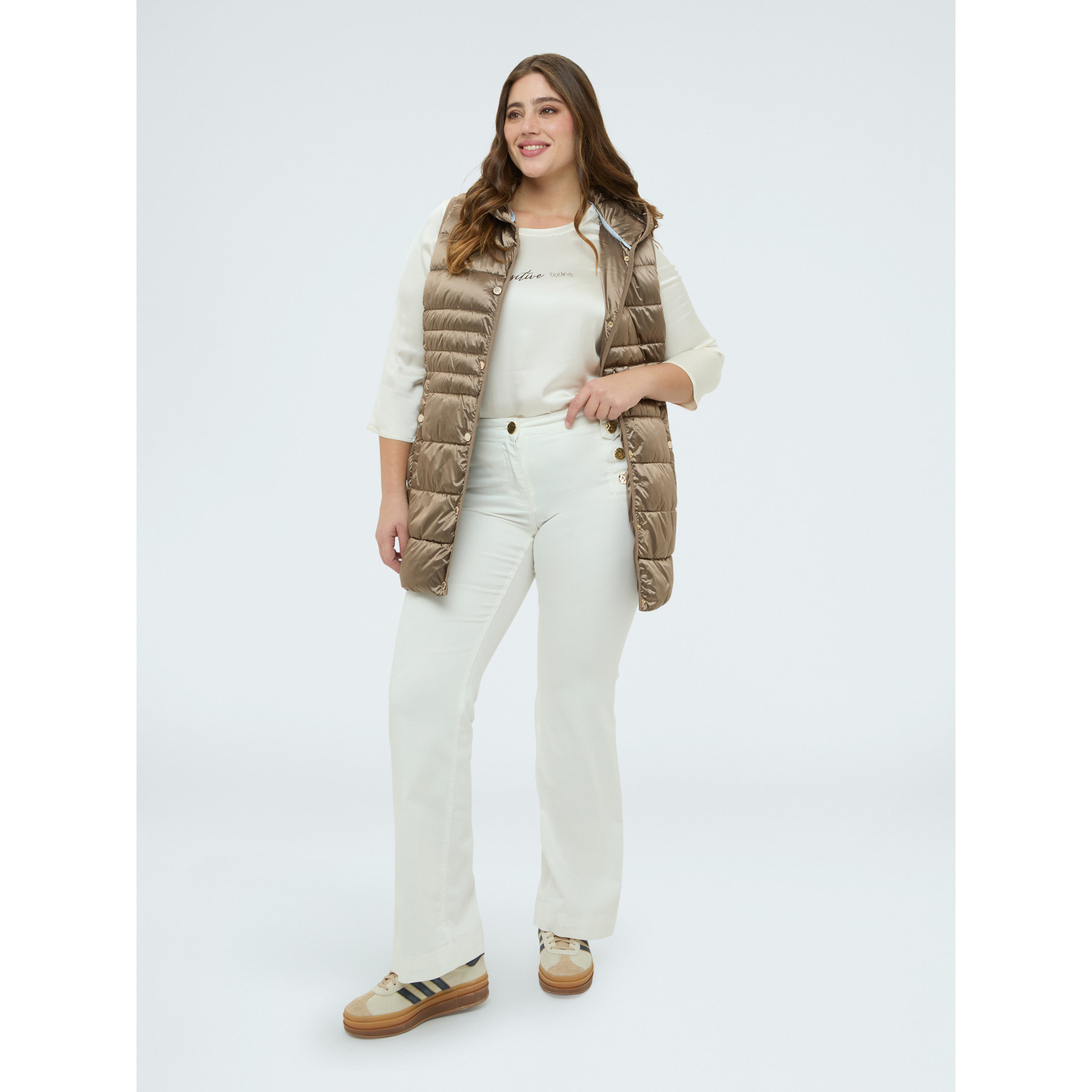 Fiorella Rubino - Piumino smanicato con cappuccio - Marrone