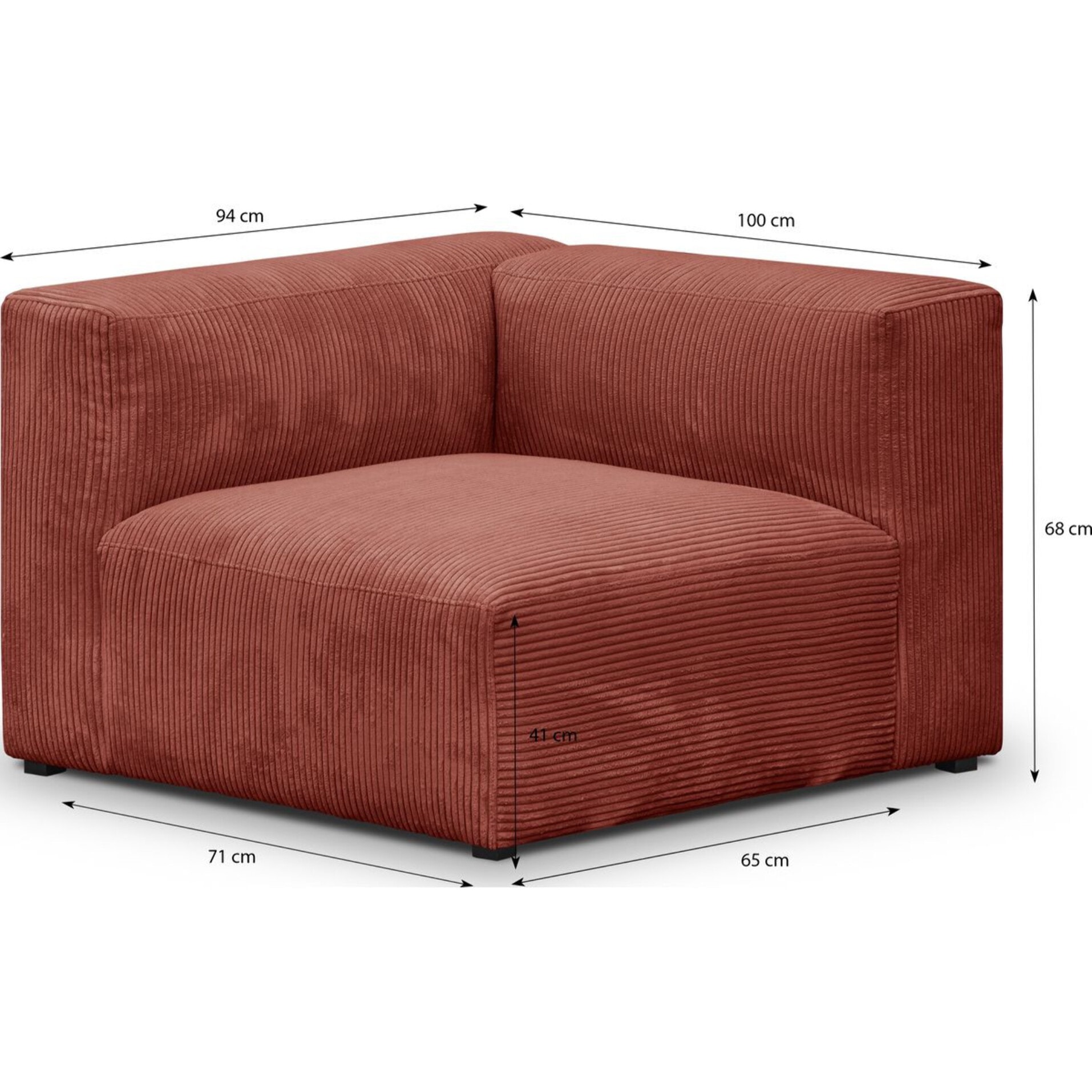 Chauffeuse d'angle à gauche modulable en velours côtelé - MODULO