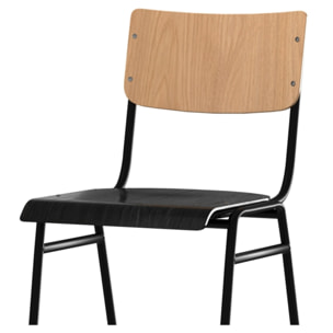 Lot de 2 chaises pour îlot central 66 cm en bois clair et noir - Clem