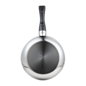 juego de 2 sartenes ø24ø26cm acero inoxidable negro + mango desmotable antiadherente ilag