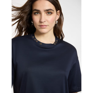Elena Mirò - T-shirt con applicazioni Monogram - Blu