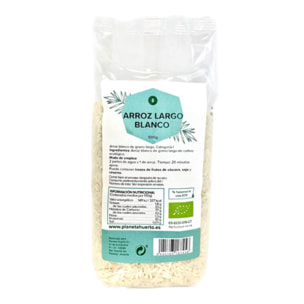 PLANETA HUERTO | Arroz Largo Blanco ECO 500g – Granos Sueltos y Perfectos para Guarniciones
