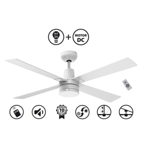 Ventilador de Techo ø122 cm con LED y Wifi Reversible Hypersilence ELECTRA KLASSFAN