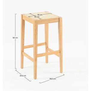 Tabouret pour îlot central 65 cm en cannage et bois - Kappa