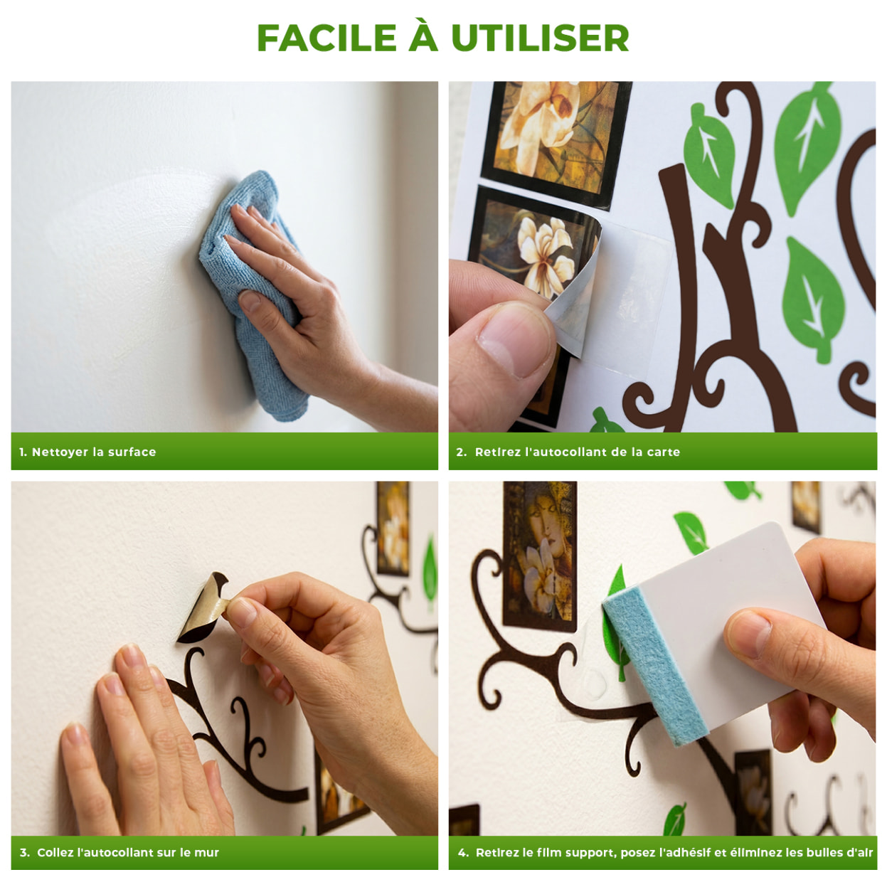 Stickers Muraux décoration adhésifs Arbre porte-cadres