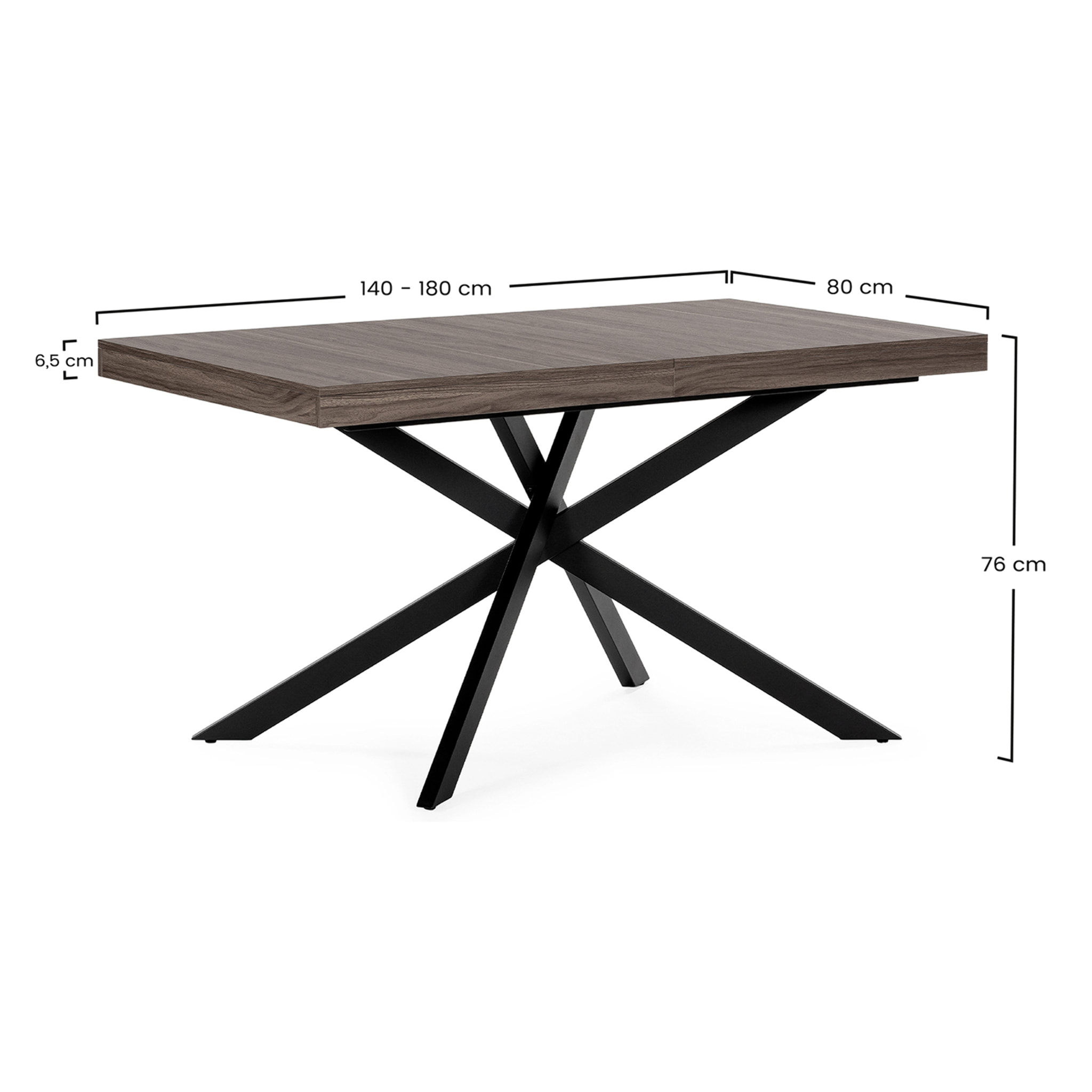 Mesa de Comedor Extensible Palermo efecto Nogal, 140-180 cm