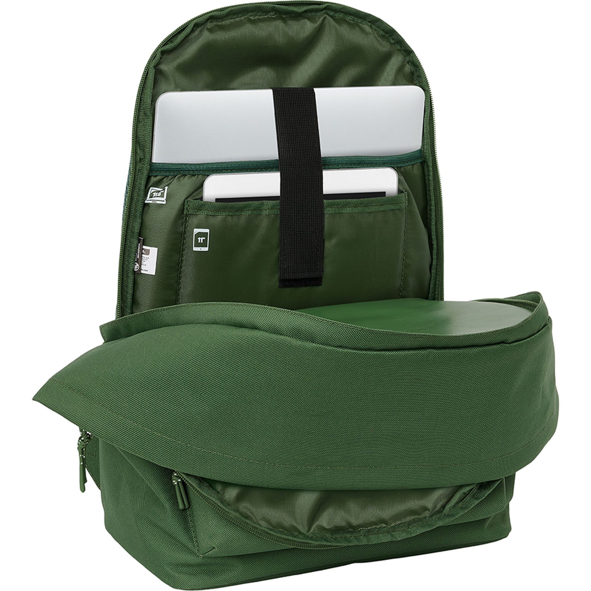 Mochila doble para portatil 15,6"+usb real madrid chica caqui