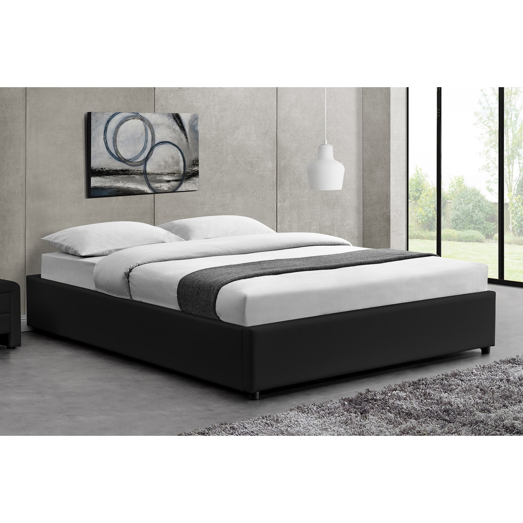 Structure de lit avec coffre 140 x 190 cm noir SALAMANQUE