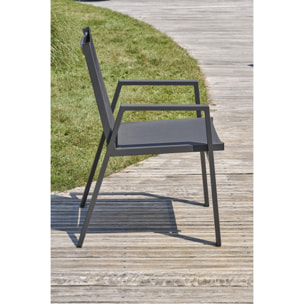 FLORIDE - Fauteuil de jardin empilable en aluminium gris anthracite