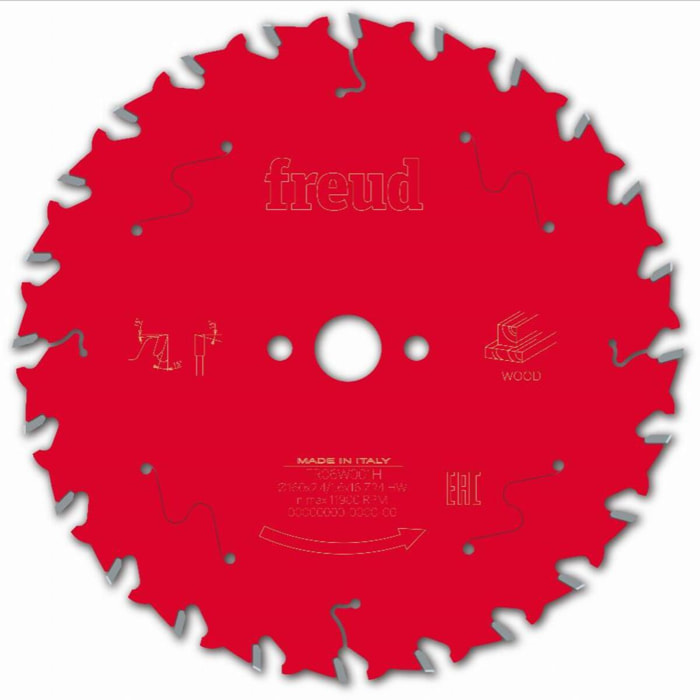 Lame pour scie circulaire portative FREUD - Ø160 2,4/1,6 AL16 Z24 BA 15° - F03FS09673 -FR06W001H