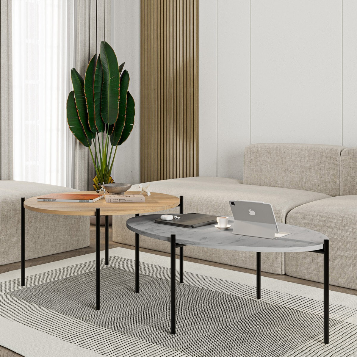Lot de 2 tables basses gigognes - LORIS