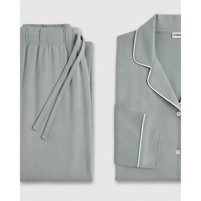 Pijama largo camisero viscosa punto verde keike