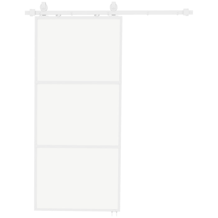 Puerta Corredera con Herrajes Puerta Corredera de Cristal con Mecanismo Cierre Suave para Baño Salón Sala de Estar Cocina 91,4x203,2 cm Blanco