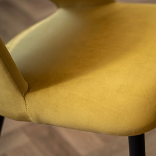 Lot de 2 chaises en velours jaune et pieds en métal noir - Pénélope
